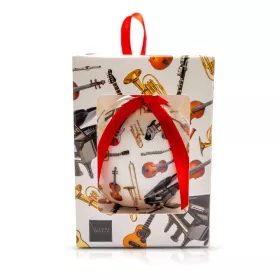 Ozdoba vánoční baňka kulatá bílá s barevnými hudebními nástroji