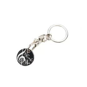 Přívěsek na klíče stříbrný mince do košíku s houslovým klíčem All I Need Is Music