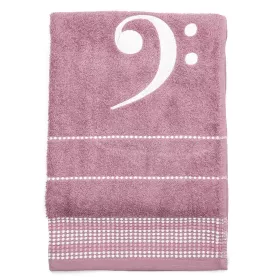 Ručník froté starorůžový s bordurou a výšivkou bílá nota osminová