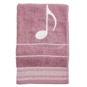 Ručník froté starorůžový s bordurou a výšivkou bílá osminová nota a basový klíč - Basový klíč