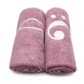 Ručník froté starorůžový s bordurou a výšivkou bílá nota osminová