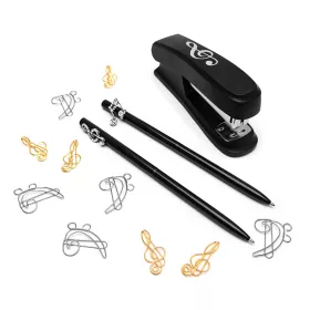 Sešívačka černá houslový klíč šedý