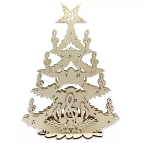 Stromek vánoční dřevěný svítící s houslovými klíči a notami Stromek vánoční dřevěný svítící s houslovými klíči a notami