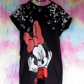Tunika - triko dámské černé Minnie se sluchátky a notami
