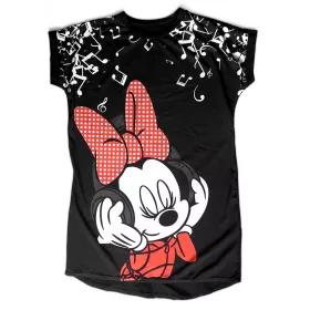 Tunika - triko dámské černé Minnie se sluchátky a notami