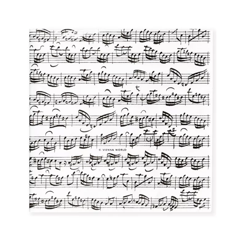 Ubrousky papírové bílé partitura černá Bach