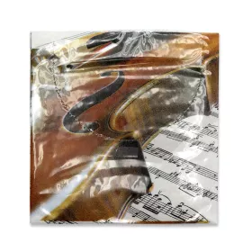 Ubrousky papírové bílé s houslemi a notami 25x25 cm