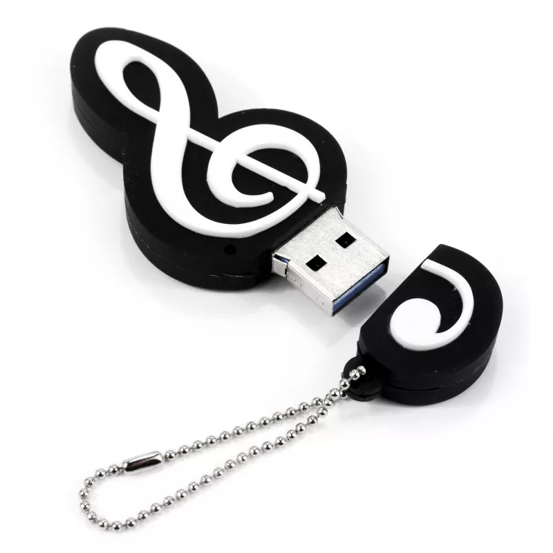 USB flash disk 32GB černý houslový klíč bílý