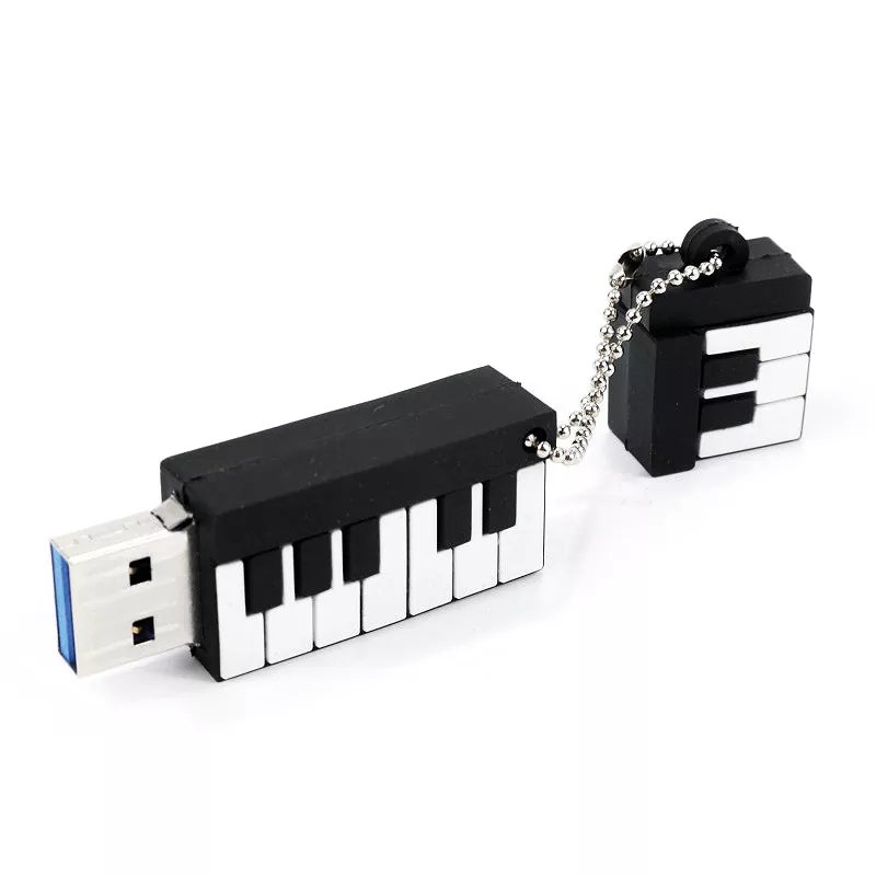 USB flash disk 32GB černý klaviatura a noty bílé