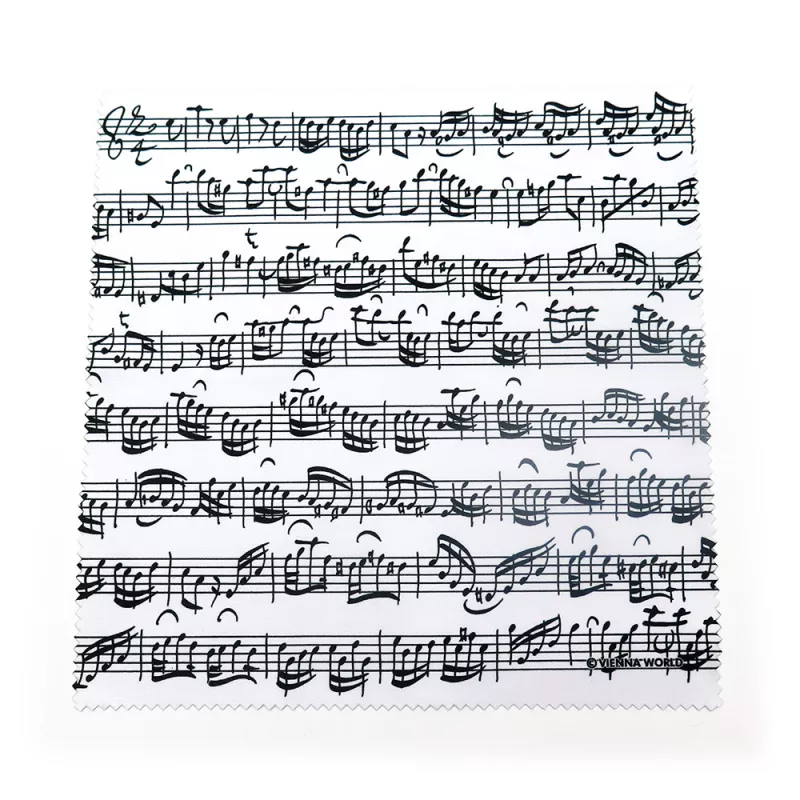 Utěrka čistící bílá s notami - partitura Bach