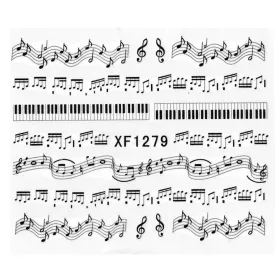 Vodolepky - obtisky na nehty partitura noty černé