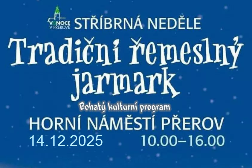 Tradiční vánoční řemeslný jarmark 14.12.2025, Horní náměstí, Přerov Tradiční vánoční řemeslný jarmark 14.12.2025, Horní náměstí, Přerov