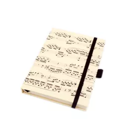 Blok poznámkový A6 bílý s barevnými houslovými klíči a partiturami