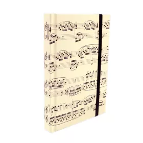 Blok poznámkový A6 bílý s barevnými houslovými klíči a partiturami