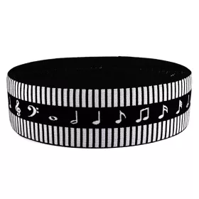 Guma - pruženka černobílá houslové klíče noty klaviatura