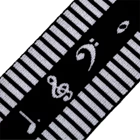 Guma - pruženka černobílá houslové klíče noty klaviatura