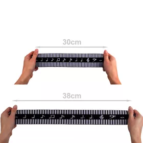 Guma - pruženka černobílá houslové klíče noty klaviatura