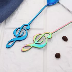 Lžička kávová nerez zlatorůžová s houslovým klíčem