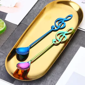 Lžička kávová nerez zlatorůžová s houslovým klíčem