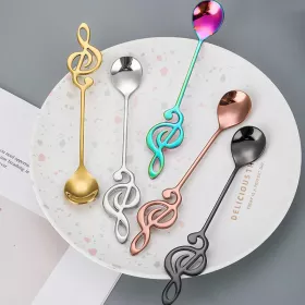 Lžička kávová nerez zlatorůžová s houslovým klíčem