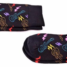 Ponožky černé s barevnými kytarami