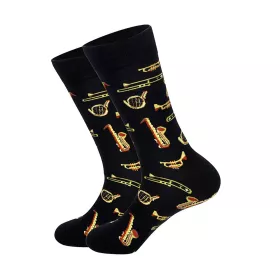 Ponožky černé s hnědými akustickými kytarami | 43-46