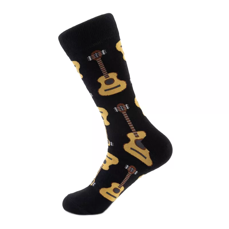 Ponožky černé s hnědými dechovými nástroji