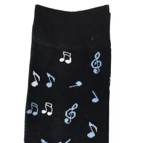 Ponožky černé s modrými a bílými notami a houslovými klíči