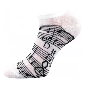 Ponožky nízké bílé partitura černá | 35-38, 39-42