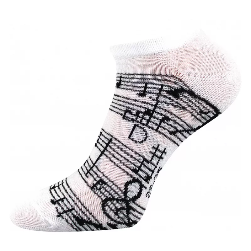 Ponožky nízké bílé partitura černá