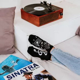 Ponožky nízké černobílé houslový klíč s notami