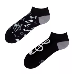 Ponožky nízké černobílé houslový klíč s notami