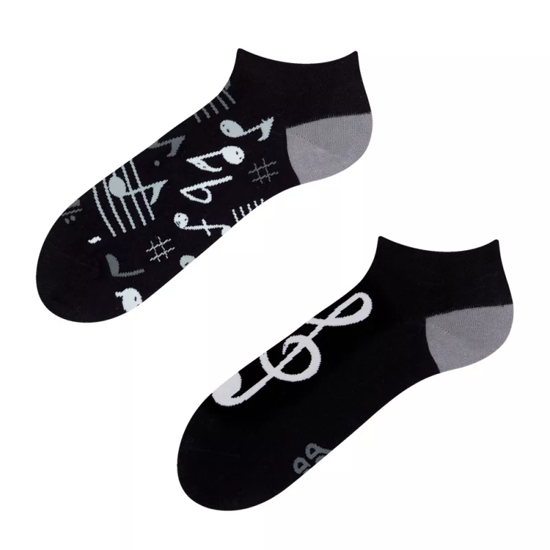 Ponožky nízké černobílé houslový klíč s notami