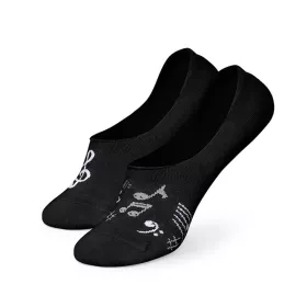 Ponožky nízké ťapky černobílé houslový klíč s notami