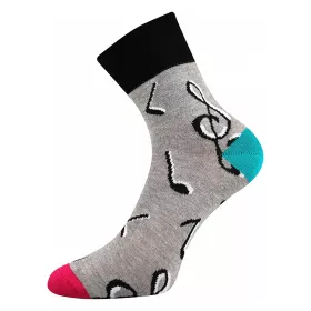 Ponožky šedé s černými notami a houslovými klíči | 35-38, 39-42