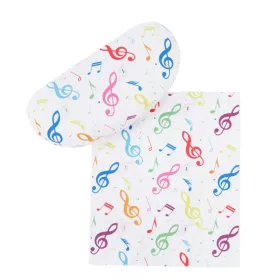 Pouzdro na sluneční brýle s utěrkou sada bílé s barevnými houslovými klíči a notami