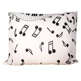 Povlak na polštář černobílý noty a klaviatura 50×70 cm