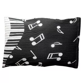 Povlak na polštář černobílý noty a klaviatura 70×90 cm