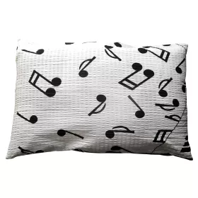 Povlak na polštář černobílý noty a klaviatura 70×90 cm