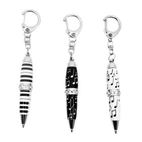  Přívěsek na klíče propiska mini kovová noty klaviatura kamínky mix