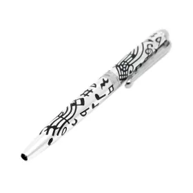 Propiska mini kovová stříbrná s černými notami a partiturou