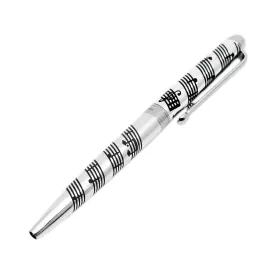 Propiska mini kovová stříbrná s partiturou, notami a houslovými klíči