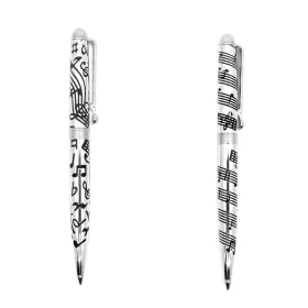 Propiska mini kovová stříbrná s partiturou, notami a houslovými klíči mix