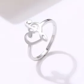 Prsten stříbrný ocel s houslovým a basovým klíčem v srdci