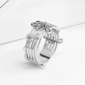 Prsten stříbrný ocel s partiturou, notami a houslovými klíči