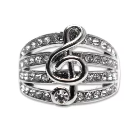 Prsten stříbrný s kamínky a houslovým klíčem