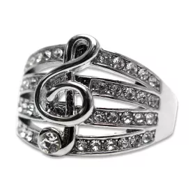 Prsten stříbrný s kamínky a houslovým klíčem | 6, 7, 8, 9