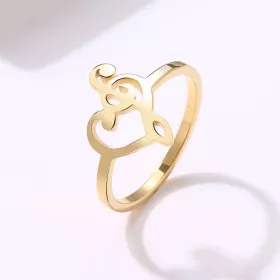 Prsten zlatý ocel s houslovým a basovým klíčem v srdci