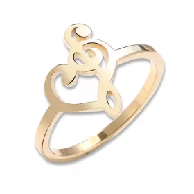 Prsten zlatý ocel s houslovým a basovým klíčem v srdci | 6, 7, 8, 9, 10