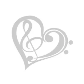 Samolepka srdce s houslovým a basovým klíčem stříbrná